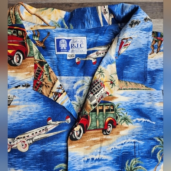 RJC Made in Hawaii Men's 4XL Tropical Button Down Shirt Surfers - Picture 2 of 10